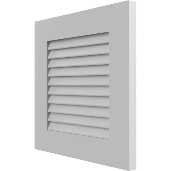 12W X 12H True Fit PVC Louver Shutters Sample, Primed